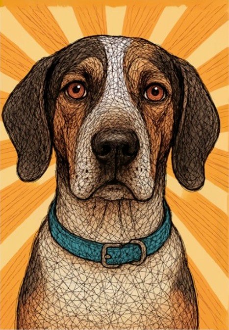 Otis, an illustrated hound art card